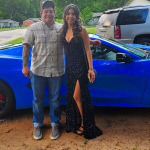 Evening gown, stunning Black sequen size 0